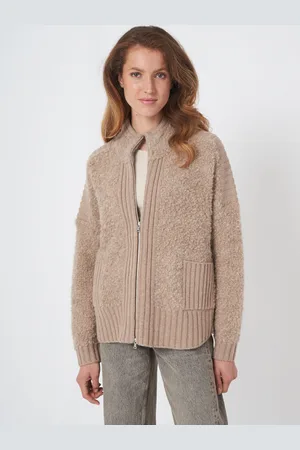 REPEAT cashmere Vest met rits van alpaca wolmix