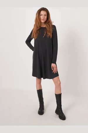 REPEAT cashmere Gebreide A-lijn jurk van merinowol