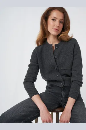 REPEAT cashmere Korte grofgebreid cashmere cardigan