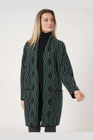 REPEAT cashmere Middellang intarsia-vest met jacquardpatroon