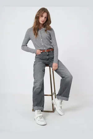 REPEAT cashmere Ribgebreide cardigan van cashmere mix