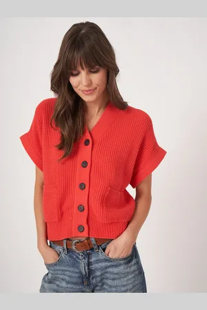 REPEAT cashmere Oversized gebreid gilet met zakken