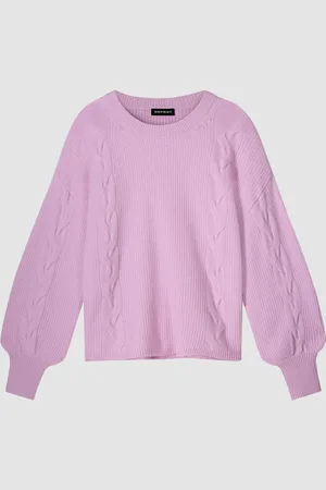 REPEAT cashmere Cashmere pullover met textuur en pofmouwen