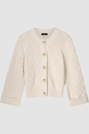 REPEAT cashmere Katoenen gebreid vest met brede mouwen