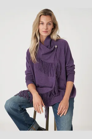 REPEAT cashmere Asymmetrisch vest met franje van cashmere-mix