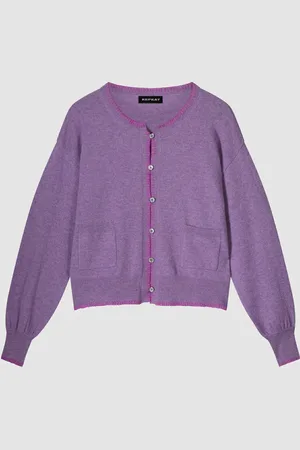 REPEAT cashmere Cashmere vest met contrastnaden