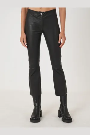REPEAT cashmere Korte bootcut leren broek