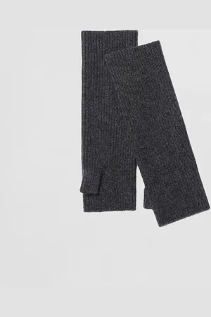 REPEAT cashmere Geribd gebreide vingerloze handschoenen van cashmere