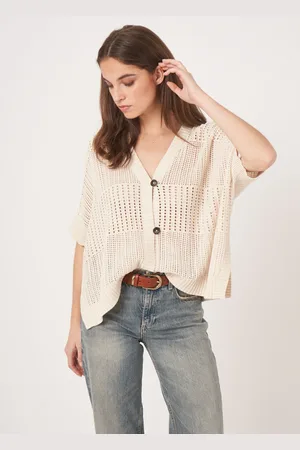 REPEAT cashmere Ajour poncho cardigan