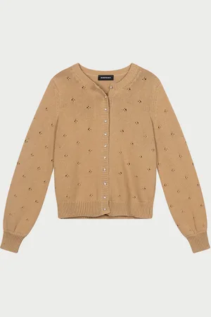 REPEAT cashmere Pointelle vest met parelknopen van zuiver katoen