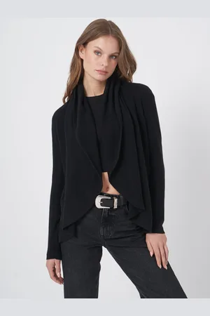 REPEAT cashmere Open organisch cashmere vest met sjaalkraag