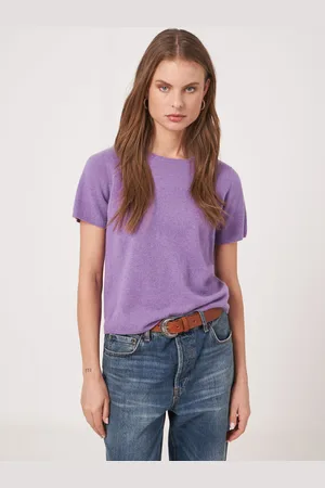 REPEAT cashmere Trui met korte mouw naadloos gebreid van biologisch cashmere