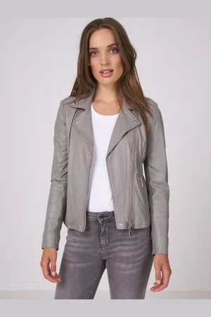 REPEAT cashmere Leren bikerjas