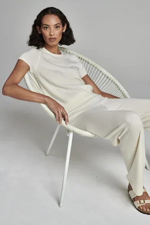 REPEAT cashmere Fijn gebreid biologisch cashmere T-shirt