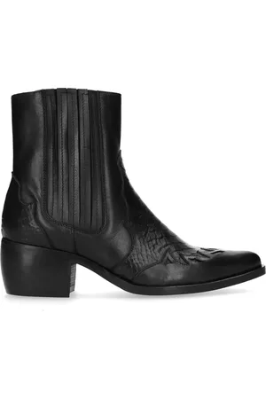 Sacha Zwarte leren cowboylaarsjes met details