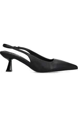 Sacha Zwarte leren slingback pumps