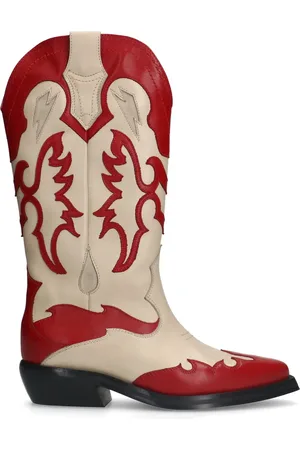 Sacha Rode leren cowboylaarzen met off white details