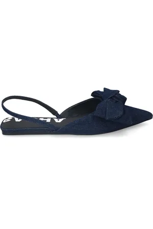Sacha Donkerblauwe denim slingbacks met strik