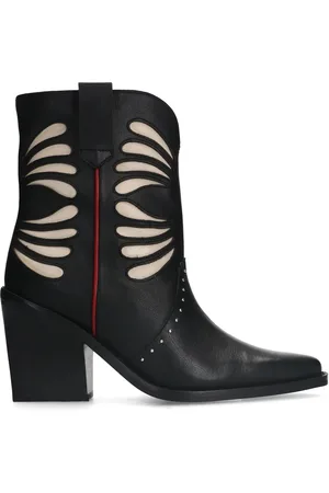 Sacha Zwarte leren cowboylaarzen met beige details