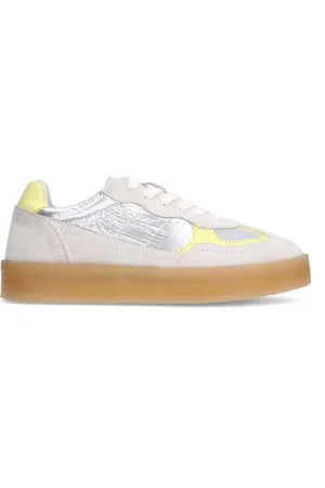Sacha Zilveren suède sneakers met gele details