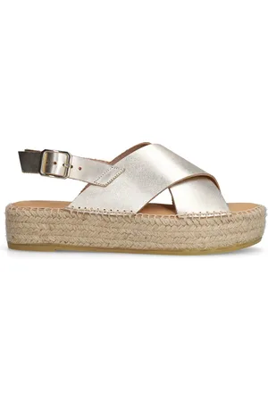 Sacha Gouden leren plateau sandalen