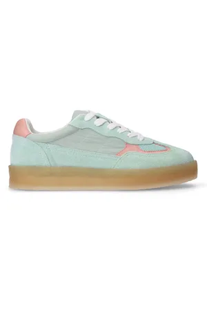 Sacha Groene suède sneakers met lichtroze details