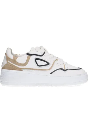 Sacha Witte leren sneakers met beige details