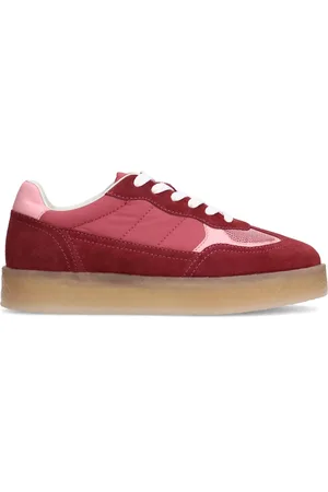 Sacha Burgundy suède sneakers met roze details