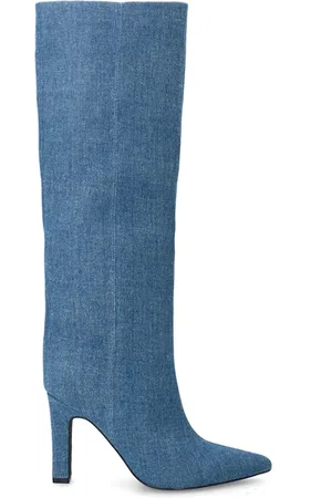 Sacha Lichtblauwe denim hoge laarzen met hak