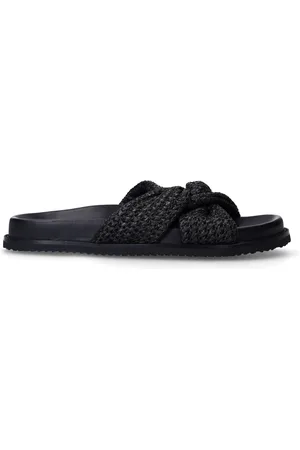 Sacha Zwarte gevlochten slippers