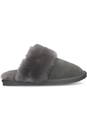 Sacha Grijze suède pantoffels met wol