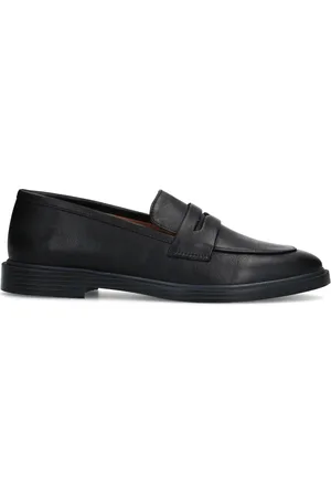 Sacha Zwarte leren penny loafers