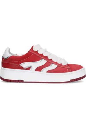Sacha Rode suède sneakers met witte details