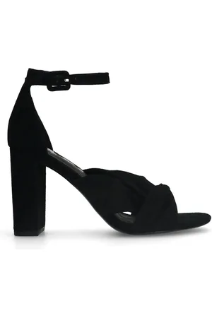 Sacha Zwarte geknoopte suède sandalen met hak