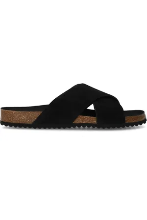 Sacha Zwarte suède slippers