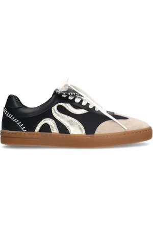 Sacha Zwarte suède sneakers met gouden details