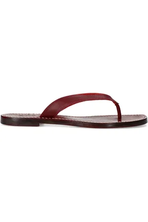 Sacha Burgundy leren teenslippers