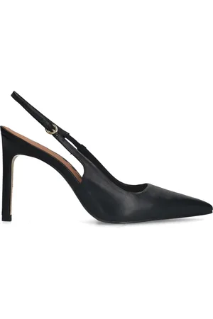 Sacha Zwarte leren slingback pumps