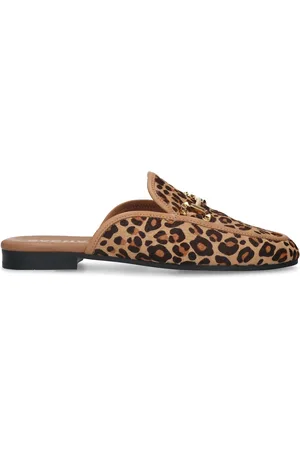 Sacha Leopard slip on loafers met goudkleurige chain