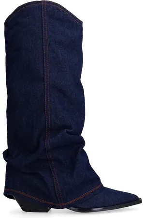 Sacha Donkerblauwe denim cowboylaarzen met flap