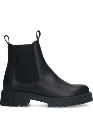 Sacha Zwarte leren chunky chelsea boots