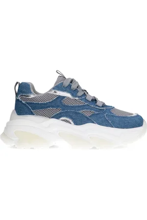 Sacha Blauwe denim sneakers met metallic details