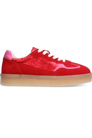 Sacha Rode suède sneakers met roze details