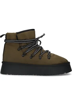 Sacha Donkergroene puffer veterboots met plateau zool