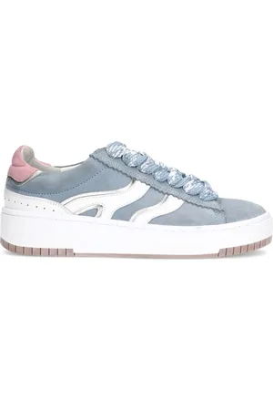 Sacha Blauwe suède sneakers met witte details