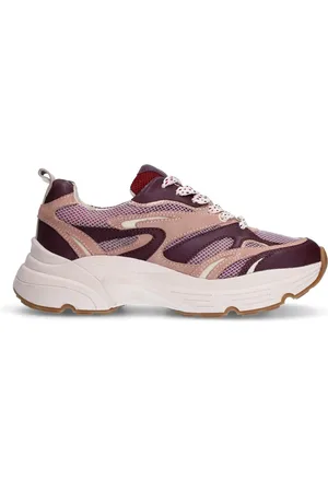 Sacha Paarse leren sneakers met rode details