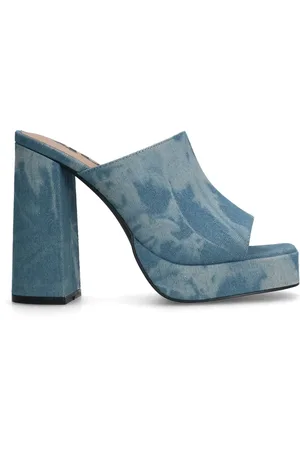 Sacha Denim muiltjes met plateau hak