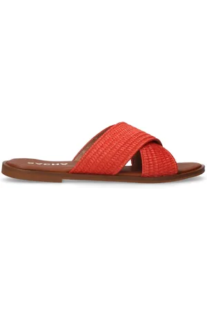 Sacha Oranje slippers met gekruiste bandjes