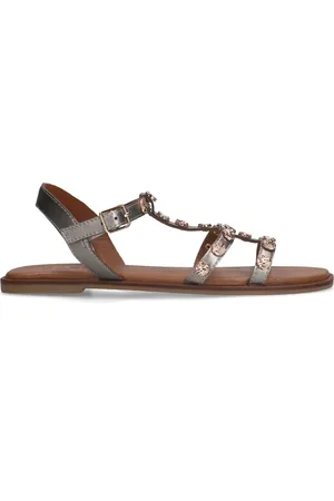 Sacha Zilveren sandalen met goudkleurige details