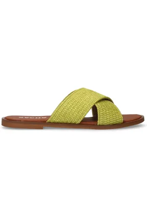 Sacha Lime slippers met gekruiste bandjes